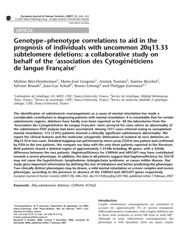 Genotype–Phenotype Correlations to Aid in the Prognosis Of