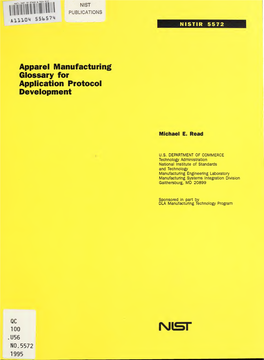 Apparel Manufacturing Glossary for Application Protocol Development