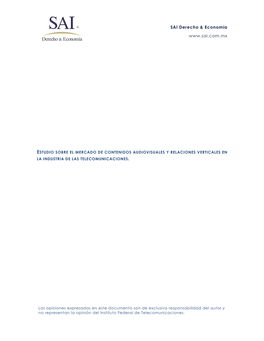 Estudio Sobre El Mercado De Contenidos Audiovisuales Y Relaciones Verticales En La Industria De Las Telecomunicaciones