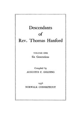 Descendants of Rev. Thomas Hanford