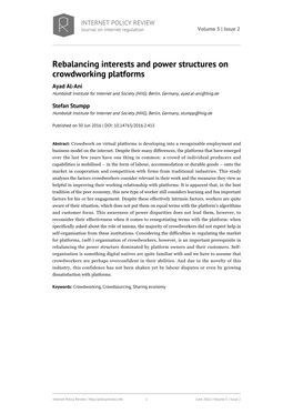 Rebalancing Interests and Power Structures on Crowdworking Platforms