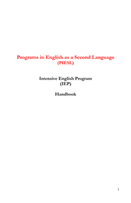 Intensive English Program (IEP) Handbook