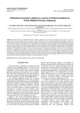 Utilization of Mangrove Plants As a Source of Malaria Medicine in North Maluku Province, Indonesia