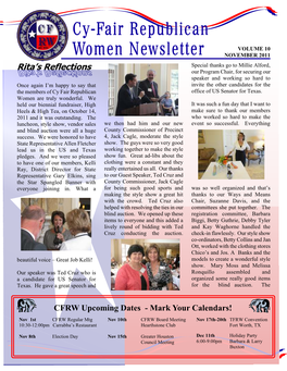 CFRW Upcoming Dates