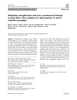 Mitigating Eutrophication and Toxic Cyanobacterial Blooms in Large Lakes: the Evolution of a Dual Nutrient (N and P) Reduction Paradigm