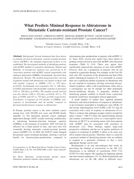 What Predicts Minimal Response to Abiraterone in Metastatic Castrate-Resistant Prostate Cancer?