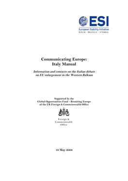 Communicating Europe: Italy Manual