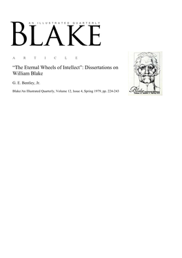 Dissertations on William Blake