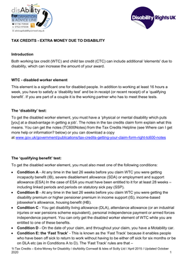 (WTC) and Child Tax Credit (CTC) Can Include Additional 'Elements' Due to Disability, Which Can Increase the Amount of Your Award