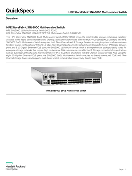 HPE Storefabric SN6500C 16Gb FC/FCIP/Fcoe Multi-Service Switch