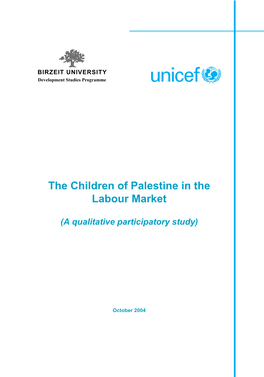 The Children of Palestine in the Labour Market