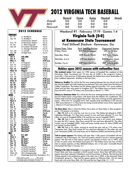 2012 Virginia Tech Baseball