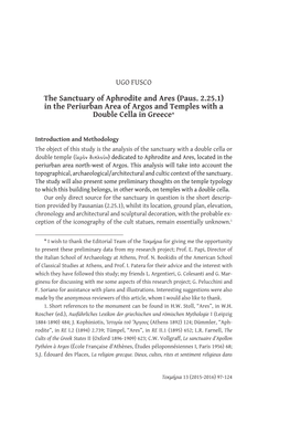 The Sanctuary of Aphrodite and Ares (Paus. 2.25.1) in the Periurban Area of Argos and Temples with a Double Cella in Greece*