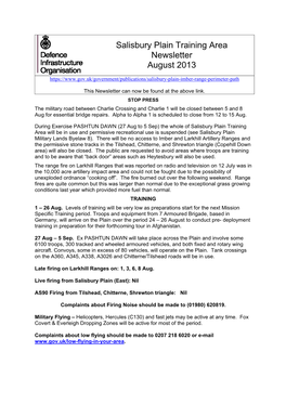 Salisbury Plain Training Area Newsletter August 2013