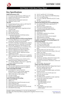 Hi3796m V200 Brief Data Sheet