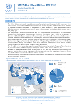 HUMANITARIAN RESPONSE Situation Report No