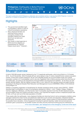 OCHA Philippines Bohol Earthquake Sitrep No6.Pdf