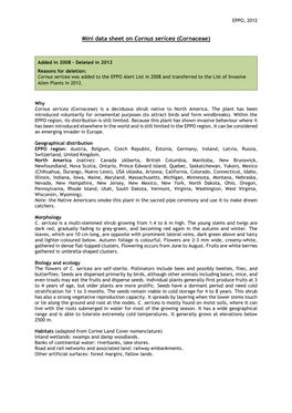 Mini Data Sheet on Cornus Sericea (Cornaceae)