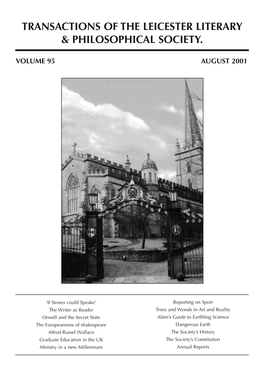 Volume 95 • 2001 Transactions of the Leicester Literary & Philosophical Society