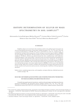 Isotope Determination of Sulfur by Mass Spectrometry in Soil Samples 1787