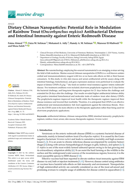 Dietary Chitosan Nanoparticles: Potential Role in Modulation of Rainbow Trout (Oncorhynchus Mykiss) Antibacterial Defense and In