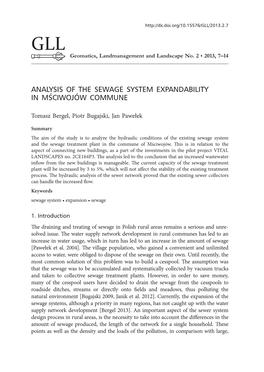Analysis of the Sewage System Expandability in Mściwojów Commune