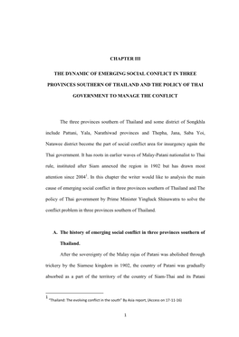 Chapter Iii the Dynamic of Emerging Social Conflict In