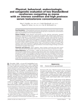 Physical, Behavioral, Endocrinologic, and Cytogenetic Evaluation Of