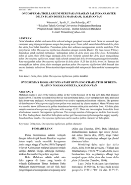 Oncosperma Tigillarium Merupakan Bagian Palino Karakter Delta Plain Di Delta Mahakam, Kalimantan