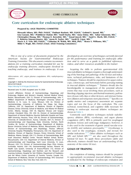 Core Curriculum for Endoscopic Ablative Techniques