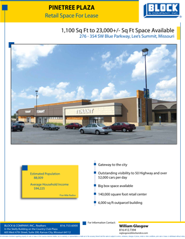 PINETREE PLAZA Retail Space for Lease