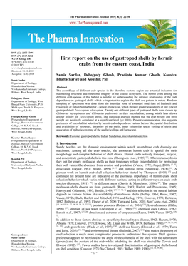 First Report on the Use of Gastropod Shells by Hermit Crabs from The