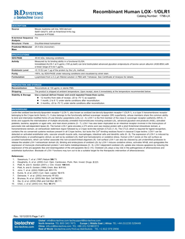 Recombinant Human LOX-1/OLR1 Catalog Number: 1798-LX