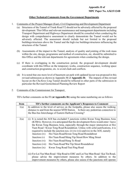 East), Civil Engineering and Development Department (A) Structures of the Tunnel of Trunk Road T2 Should Not Be Adversely Affected by the Proposed Development