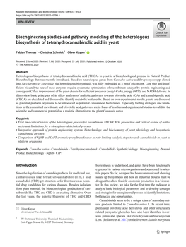 Bioengineering Studies and Pathway Modeling of the Heterologous Biosynthesis of Tetrahydrocannabinolic Acid in Yeast