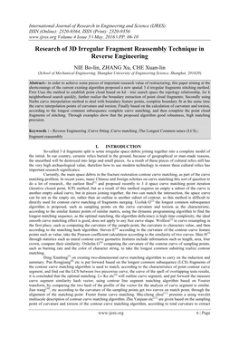 Research of 3D Irregular Fragment Reassembly Technique in Reverse Engineering