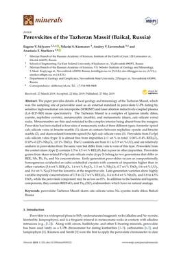 Perovskites of the Tazheran Massif (Baikal, Russia)