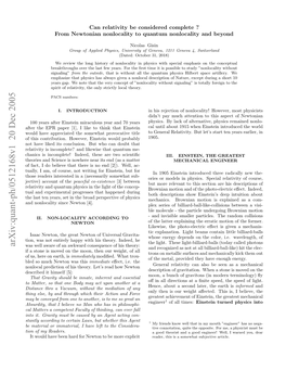 Quant-Ph/0512168V1 20 Dec 2005 Uly M Fcus,Ntwiigfrenti,Btfor Ac- Sub- the Well, but Somewhat of Einstein, (Necessarily [2])