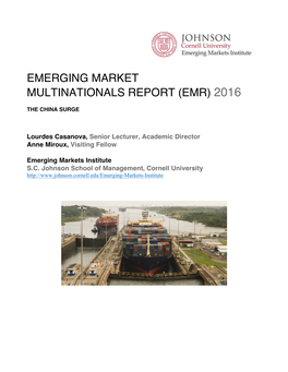 Emerging Market Multinationals Report (EMR), Co-Authored by Dr