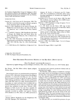 First Recorded Polygynous Mating in the Red Kite &Lpar;<I>Milvus Milvus</I>&Rpar;