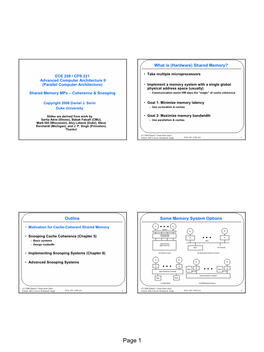 Page 1 Cache Coherence in More Detail