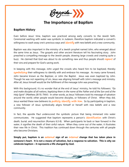 The Importance of Baptism