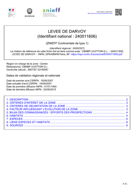 LEVEE DE DARVOY (Identifiant National : 240011606)