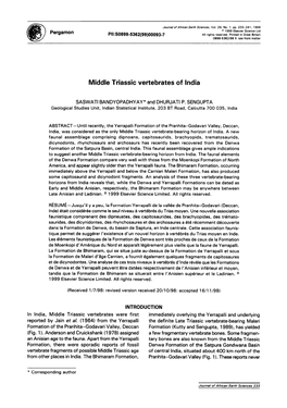 Middle Triassic Vertebrates of India