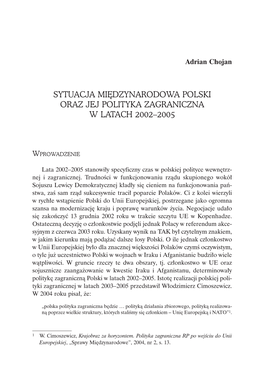 Sytuacja Międzynarodowa Polski Oraz Jej Polityka Zagraniczna W Latach 2002–2005