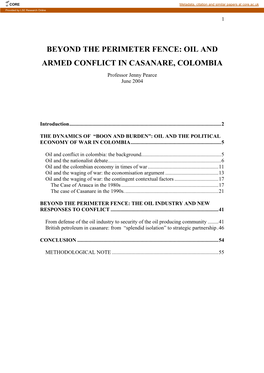 Oil and Armed Conflict in Casanare, Colombia