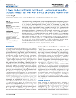 S-Layer and Cytoplasmic Membrane – Exceptions from the Typical Archaeal Cell Wall with a Focus on Double Membranes