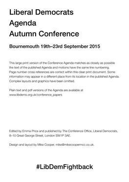 Liberal Democrats Agenda Autumn Conference