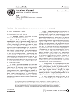 108ª Sesión Plenaria De La Asamblea General