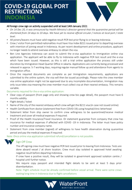 Covid-19 Global Port Restrictions Indonesia